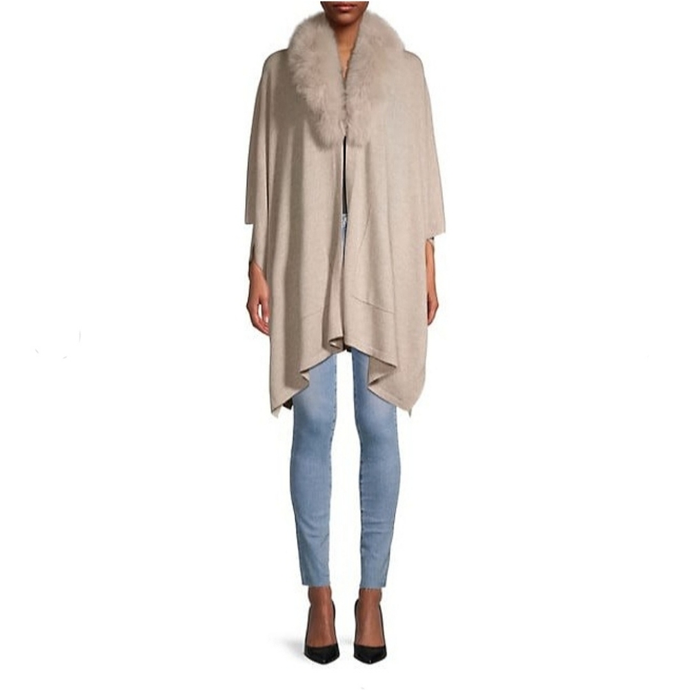 Sofia Cashmere Fox Fur Shawl Collar Topper